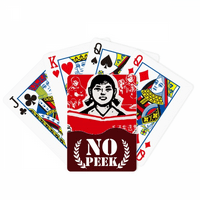 Девојка Книга Црвена Кинеска Револуција Ѕиркаат Покер Играње Карти Приватна Игра