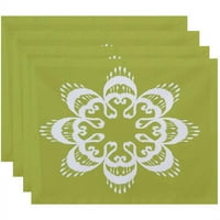 Едноставно Daisy 18 14 IKat Mandala Geometric Print PlaceMats, сет од 4