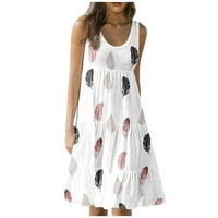 Royallove женски летен печатен фустан од плажа, фустан без ракави фустан Макси фустан за жени