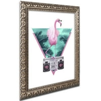 Трговска марка ликовна уметност „Мајами Фламинго“ платно уметност од Роберт Фаркас, златна украсна рамка