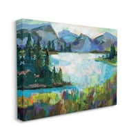 Апстрактни планини на Ступел Индустри и езерски борови пејзажи за сликање на платно, wallидна уметност дизајн од etteанет Вертитес,