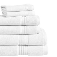 Самит 6-парчиња памучен сет за пешкири за бања, бело