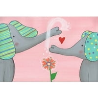 Loveубов на слонови Сликање на печатење на завиткано платно
