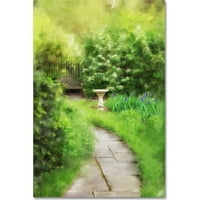 Трговска марка ликовна уметност The Birdbath By the Path Canvas Art by Lois Bryan