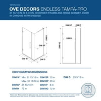 Ove Decors Tampa-Pro 31- in. W in. H Правоаголен пивот без рабно аголно туш за туширање во Chrome