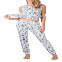 Пижами Хенли резервоарот и џогер постави супер мек бохо цветни полиестер мешавина пижама постави жени
