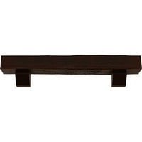 Ekena Millwork 4 H 4 D 48 W Rough Sawn Fau Wood Camplace Mantel Kit W Ashford Corbels, природен пекан