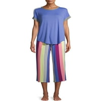 Тајни богатства женски и женски плус кратки ракави врвни и капри панталони сет за пижами