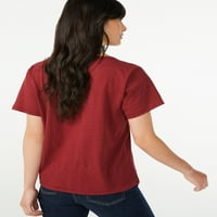 БЕСПЛАТНА маица за женски врат со кратки ракави со кратки ракави