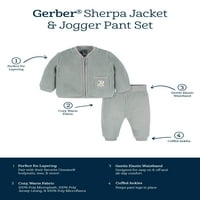 Гербер бебе и дете момче Обично Шерпа јакна и џогер, панталони, сет, 2 парчиња, големини 0 3М-5Т