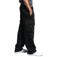 Камо панталони за мажи кои влечат еластична половината со цврста боја џеб панталони лабави панталони 3xL зделки