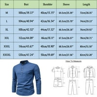Машки Кошули Стојат Јака Еднобојни Памучни Ленени Маици Со Долги Ракави За Човекот