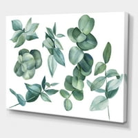 Eucalyptus заминува во темно зелено сликарско платно уметничко печатење