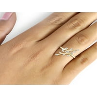 Jewelersclub 14k злато над сребрен карат бел дијамантски прстен за жени