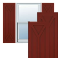 Ekena Millwork 15 W 80 H True Fit PVC San Carlos Mission Style Fixed Mount Sulters, Pepper Red