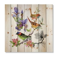 Дизајн на „Шарени птици и тропски цвеќиња“, традиционално печатење на природно бор дрво