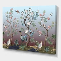 Chinoiserie со Peonies и Birds Xi Painting Canvas Art Print