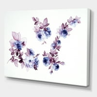 DesignArt 'Purple Wildflowers на бело I' традиционално печатење на wallидови од платно