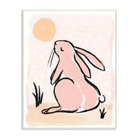 Колекцијата „Ступел дома декор“ пастелно розово зајаче на сонцето со полкови точки мастило сликарство wallидна плакета уметност
