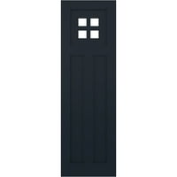 Ekena Millwork 18 W 29 H TRUE FIT PVC San Antonio Mission Style Fixed Mount Sulters, Starless Night Blue