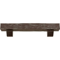 Екена Милхаурд 8 H 10 D 60 W Pecky Cypress Fau Wood Camplace Mantel Kit со Ешфорд Корбелс, на возраст од Пекан