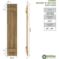 Ekena Millwork 1 2 W 83 H Americraft Три надворешни работи на табла Реал Вуд се придружи на одборот-н-batten ролетни, без starвездени