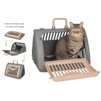 Дизајни за миленичиња преклопени патнички носач на мачки со кревет - пластика од влезна врата што може да се сруши носач