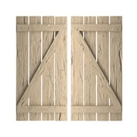 Ekena Millwork 1 2 W 56 H Rustic Four Board Spaced Board-N-Batten Hown Fau Wood Sulters W Z-Board, подготвен тен