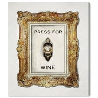 Пистата на пистата Авенија пијалоци и духови wallидни уметнички платно печати „Прес за вино“ вино - злато, црно