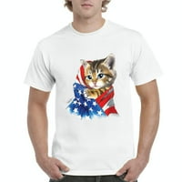 - Машка Маица Краток Ракав-Американско Знаме 4 јули Кити
