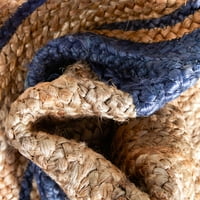 Добро ткаена гранична шема на Ларкспур Современа сина и природна боја рачно плетена корпа ткаат јута 8 '10' килим во областа