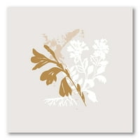 Минимален ботанички дизајн во бело и кафеаво сликарско платно уметничко печатење