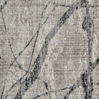Киба модерен апстрактен килим, топол сив јаглен, 10ft-2in 13ft-9in inreag