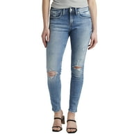 Co. Silver Jeans Co. Women'sенски суки средно издигнување слаби фармерки, големини на половината 24-36