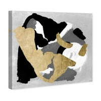 Винвуд Студио Апстрактна wallидна уметност Платно отпечатоци „Кога црно -бело ги исполнуваат“ текстурите - сиво, злато