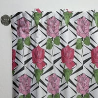 ДизајнАрт „Ретро црвени и розови рози“ современ панел за завеси