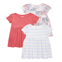 Garanimals Baby and Toddler Girls Skater фустан со џебови, 3 -пакувања, големини -5T