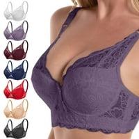 Youmylove Women Bra Brassiere Bralette тенка памучна чаша со голема големина чипка градник прилагодлива удобна долна облека