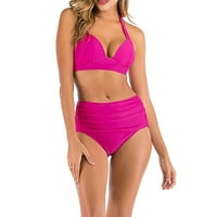 Ausyst Swimsuit Womenените нови костуми за капење за капење секси обични цврсти бикини комплети за жени лето дозвола
