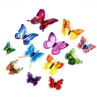 Поставува налепници со двојно слој wallидови 3Д шарени пеперутки wallидни декорации