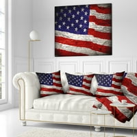 DesignArt Големо американско знаме акварел - Апстрактна перница за фрлање - 18x18