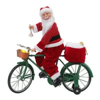 Г -дин Божиќ 22 Анимирана велосипедизам Декорација на Санта, Бела Дедо Мраз