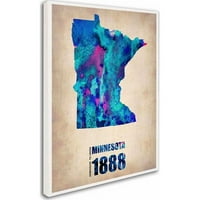 Заштитена марка ликовна уметност Мапа за акварел во Минесота Канвас уметност од Наксарт