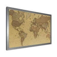 Дизајн на „Антички светски мапа III“ гроздобер врамен уметнички принт