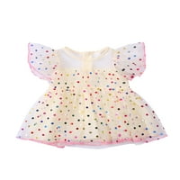 Бебешки Мрежест Фустан Со Кратки ракави Со Шарена Облека Со Точки