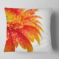 DesignArt портокалова гербера со капки од дожд - перница за цвеќиња - 18x18