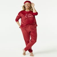 Sleepенски пижама за пижами од радоспун, сет со маска за очи, 3-парчиња, големини S до 3x