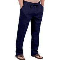 Панталони за Плажа корашан Машка Мода Секојдневен Памучен Коноп Врвка За Влечење Еднобојни Панталони За Плажа Панталони За Мажи