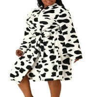 Уникатни поволни цени, женски плус облека од облека од крава, врзани за ноќна куќа со средна должина