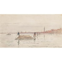 Carel Nicolaas Storm van's -van's -gravesande црна модерна врамена музејска уметност со наслов - поглед на Венеција од водата,